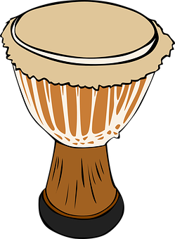 African Djembe Drum Illustration PNG with transparent background