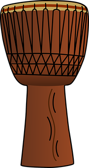 African Djembe Drum Illustration PNG with transparent background