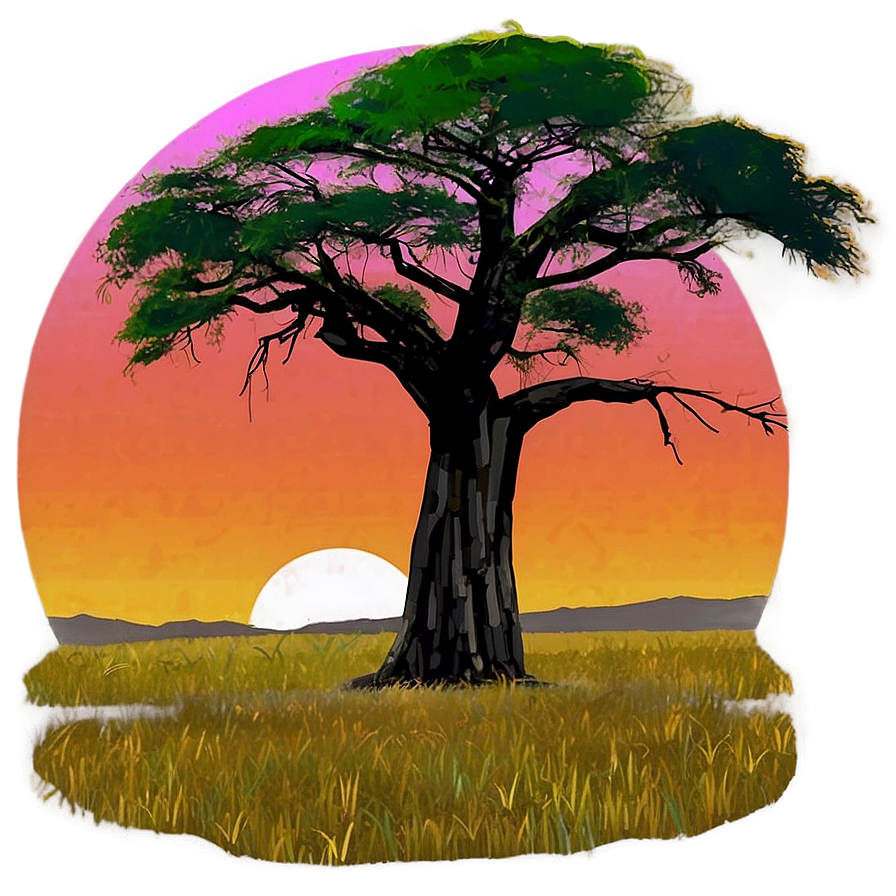 African Savannah Sunset PNG upw PNG with transparent background