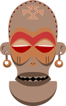 African_ Tribal_ Mask_ Vector_ Illustration PNG with transparent background