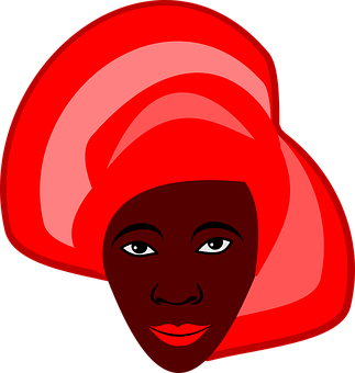 African Woman Red Headwrap Vector PNG with transparent background