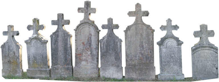 Aged Gravestones Row PNG with transparent background