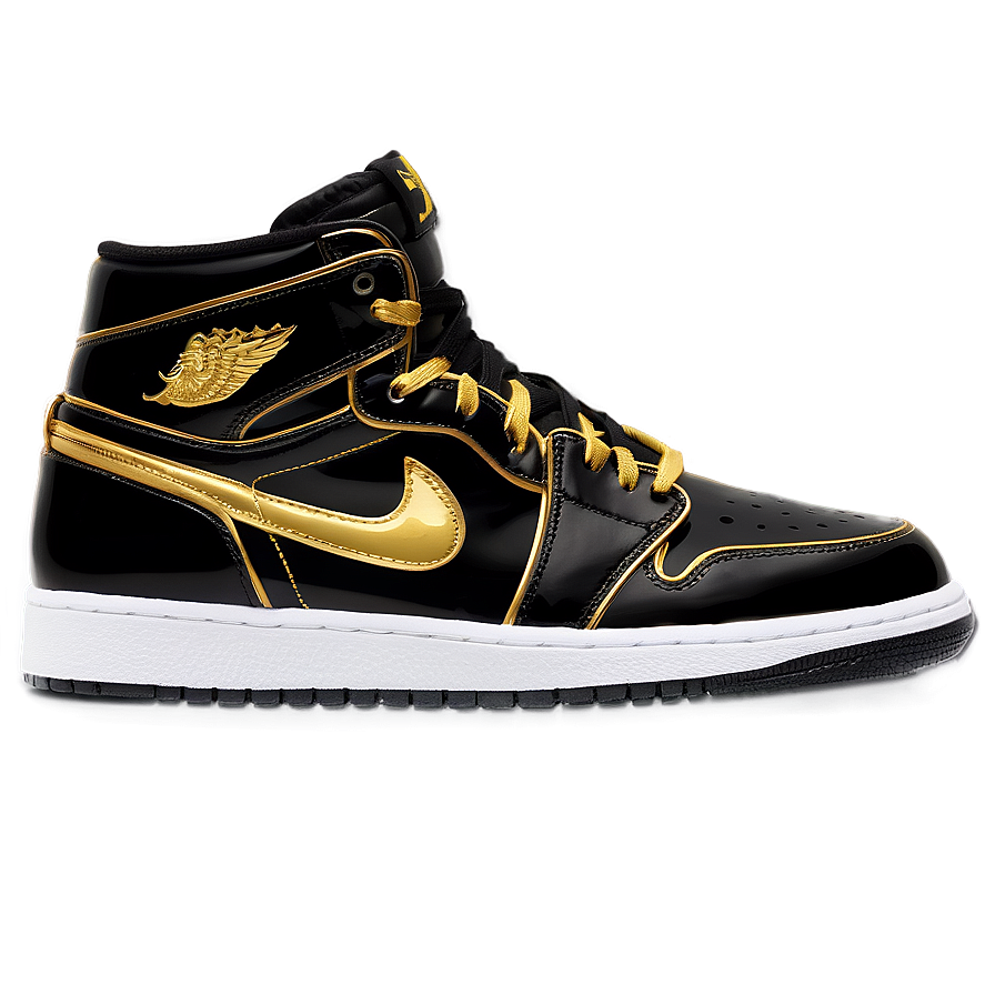 Air Jordan 1 Gold And Black Png Unx