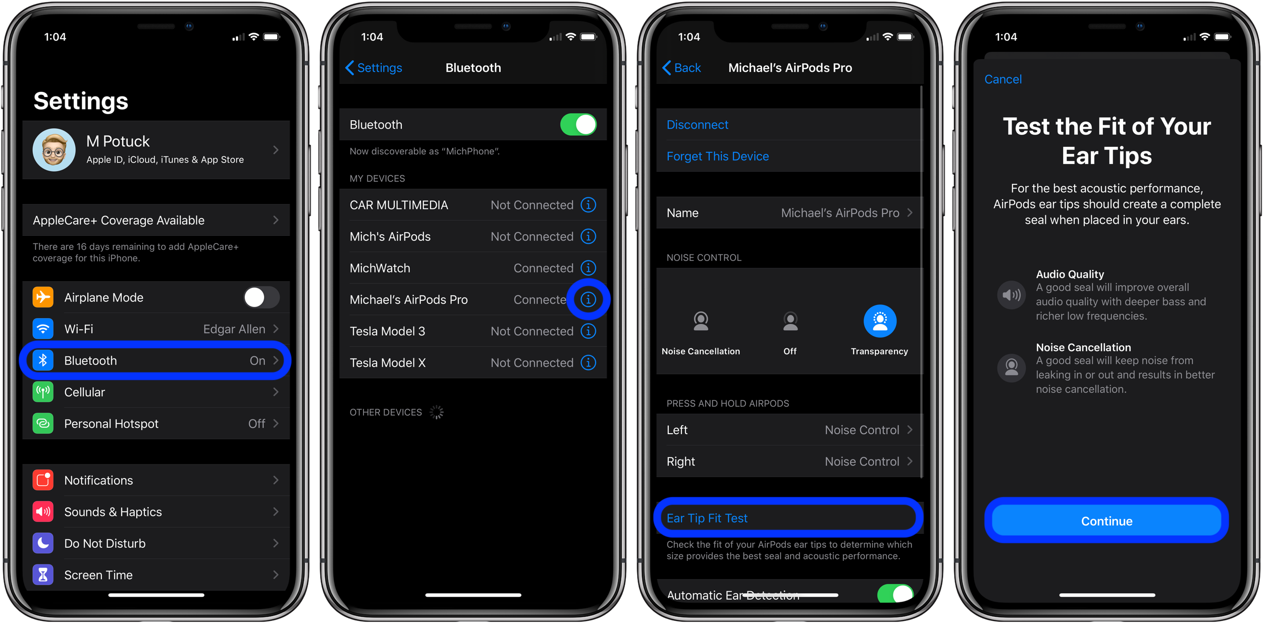 Change Airpods Pro Ear Tips And Run Ear Tips Fit Test - Ios 13 Dark Mode, HD Png Download PNG with transparent background
