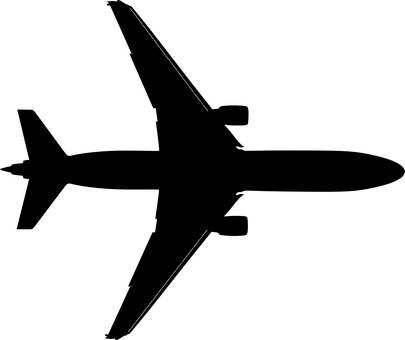 Airplane Black Silhouette PNG with transparent background