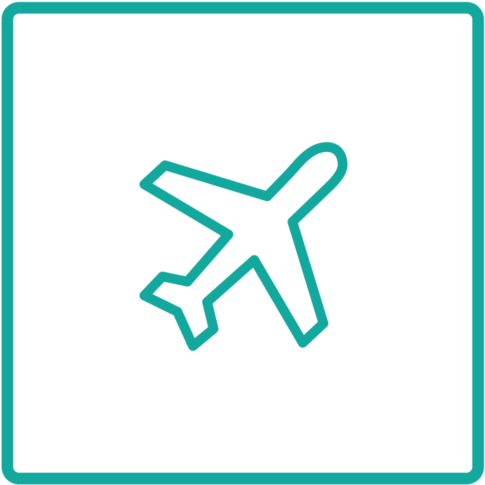 Airplane Travel Icon Blue Background