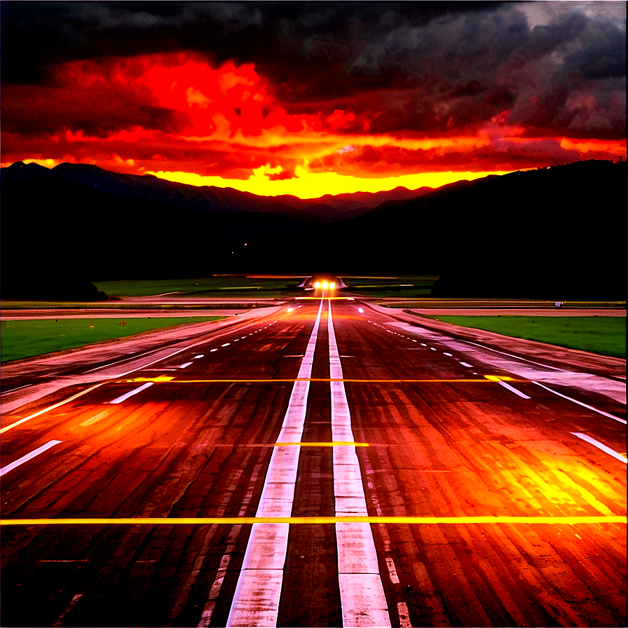 Airport Runway Sunset Png Ofv