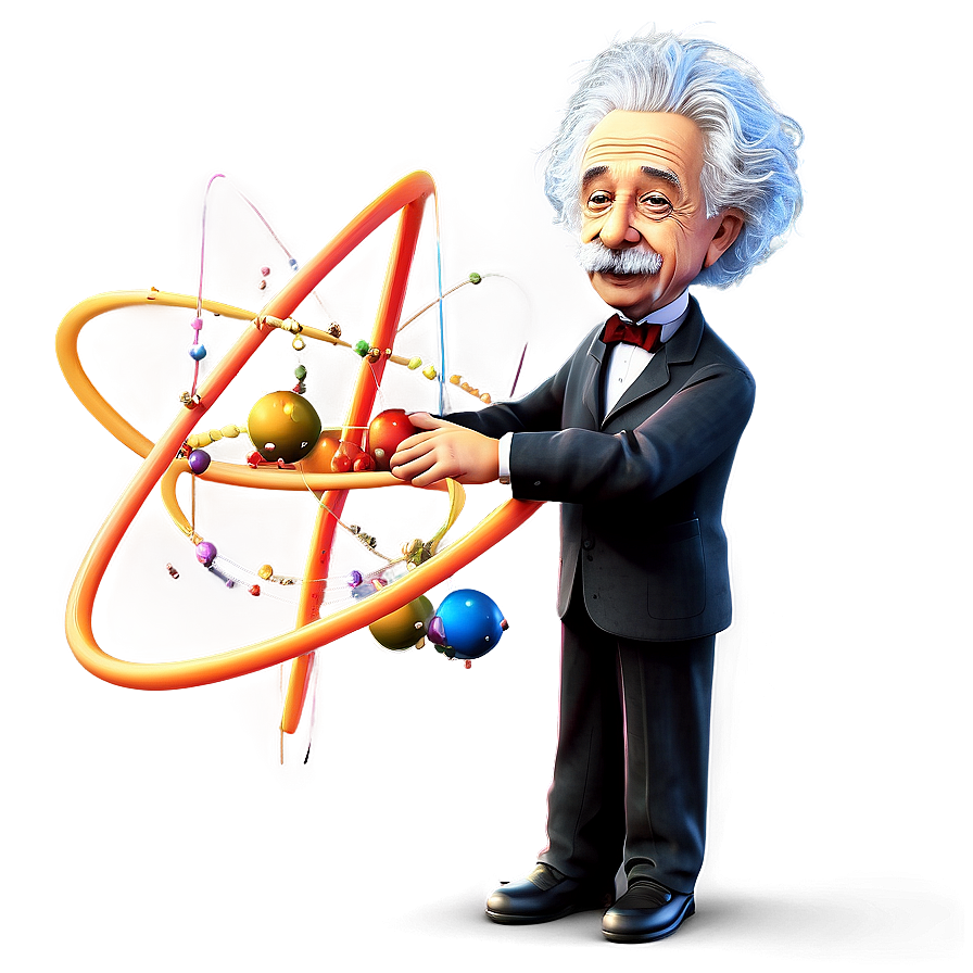 Albert Einstein With Atomic Model Png Agn31