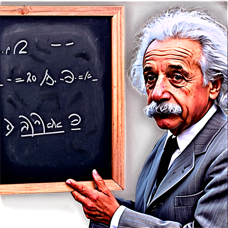 Albert Einstein With Chalkboard Png Fba50