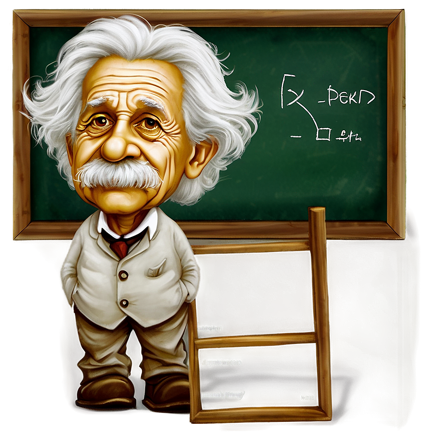 Albert Einstein With Chalkboard Png Qqv