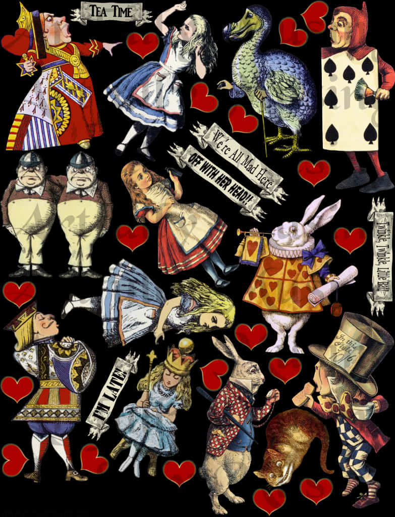 Alice In Wonderland Characters Collage