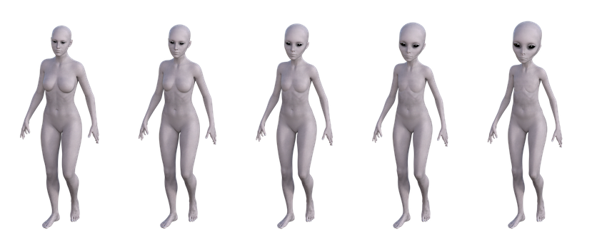 Alien_ Figures_ Progression PNG with transparent background
