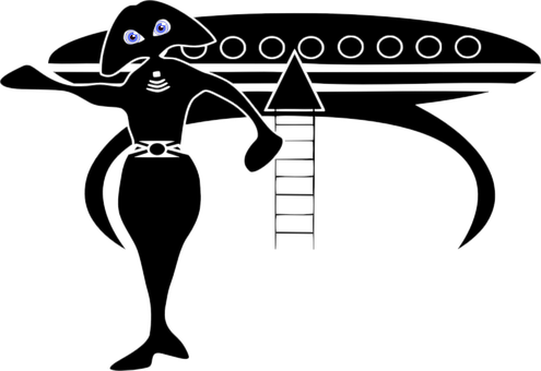 Alien Greeting Spaceship Vector PNG with transparent background