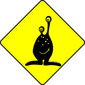 Alien_ Sign_ Yellow_ Background PNG with transparent background