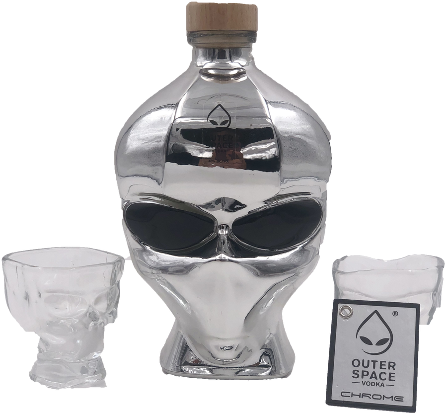 Outer Space Chrome Vodka With Set 2 Shots Glasses - Two-liter Bottle, HD Png Download PNG with transparent background