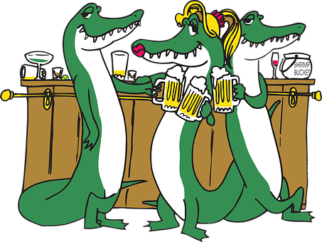 Alligator Bar Cartoon Fun PNG with transparent background