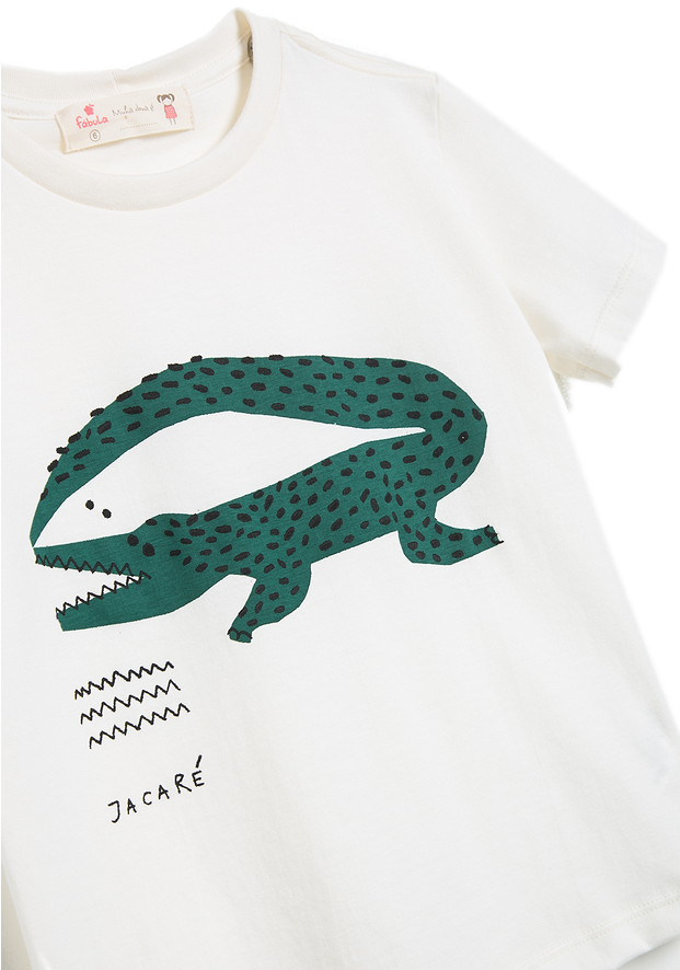 Alligator Print White T Shirt