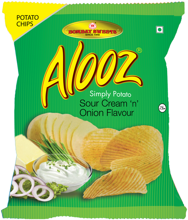Aloo Z Sour Cream Onion Chips Package PNG with transparent background