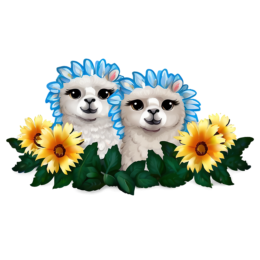 Alpaca With Flowers Png 06242024