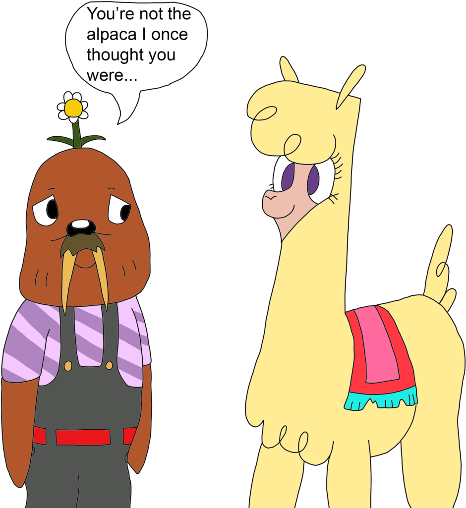 Alpacaand Walrus Cartoon Conversation PNG image with a transparent background, free high-resolution download