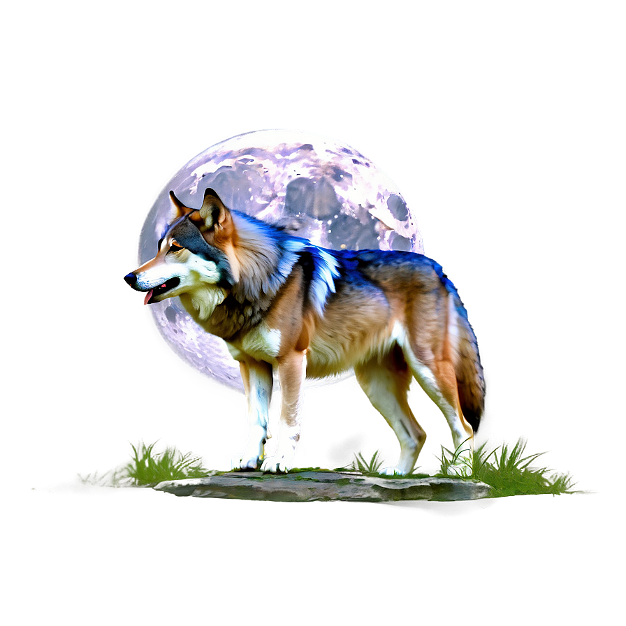 Alpha Wolf And Full Moon Png Geh