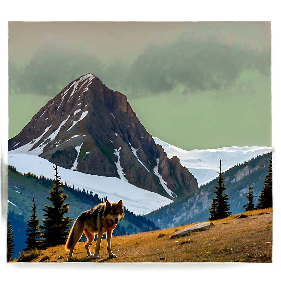 Alpha Wolf And Mountain Landscape Png Sio