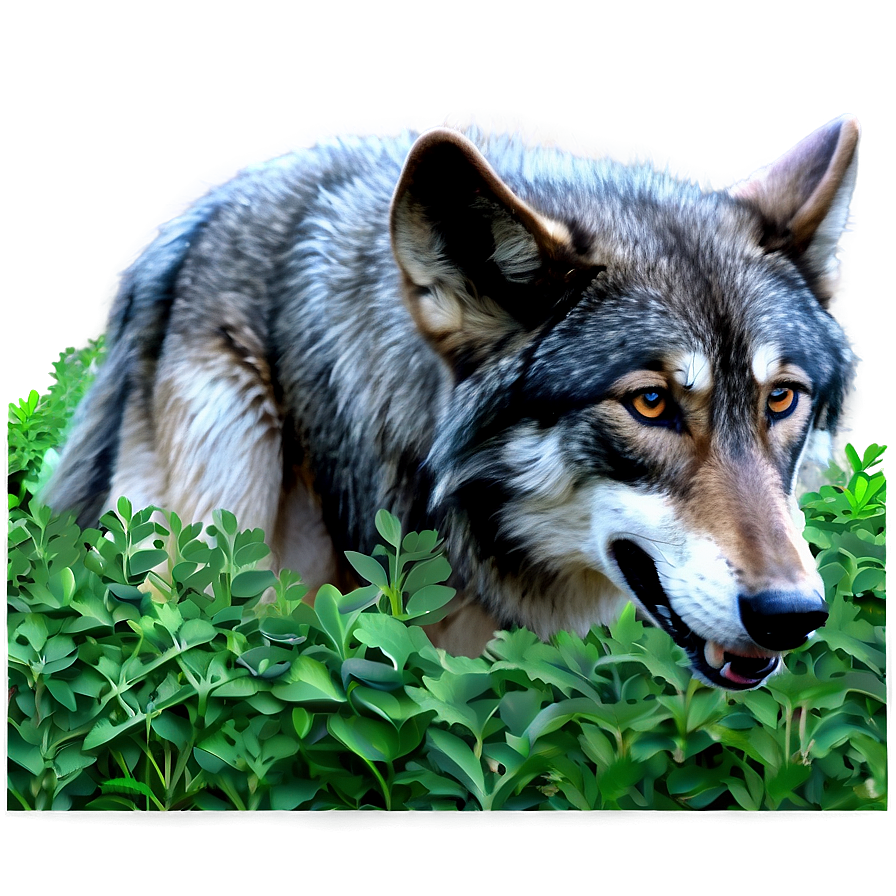 Alpha Wolf In Greenery Png 06292024