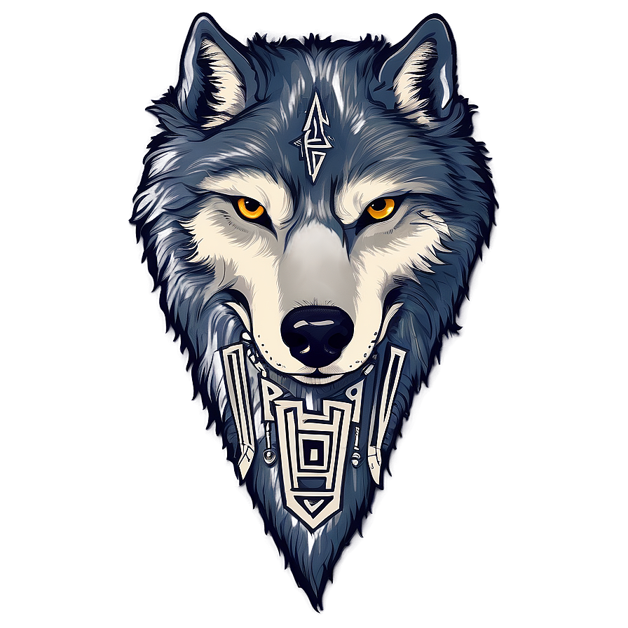 Alpha Wolf With Mystical Symbols Png Dxc