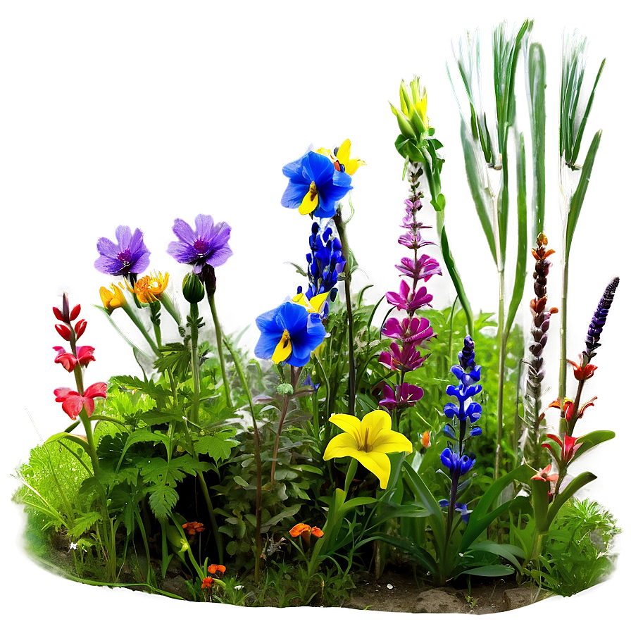 Alpine Wildflowers Panorama PNG rgd PNG with transparent background