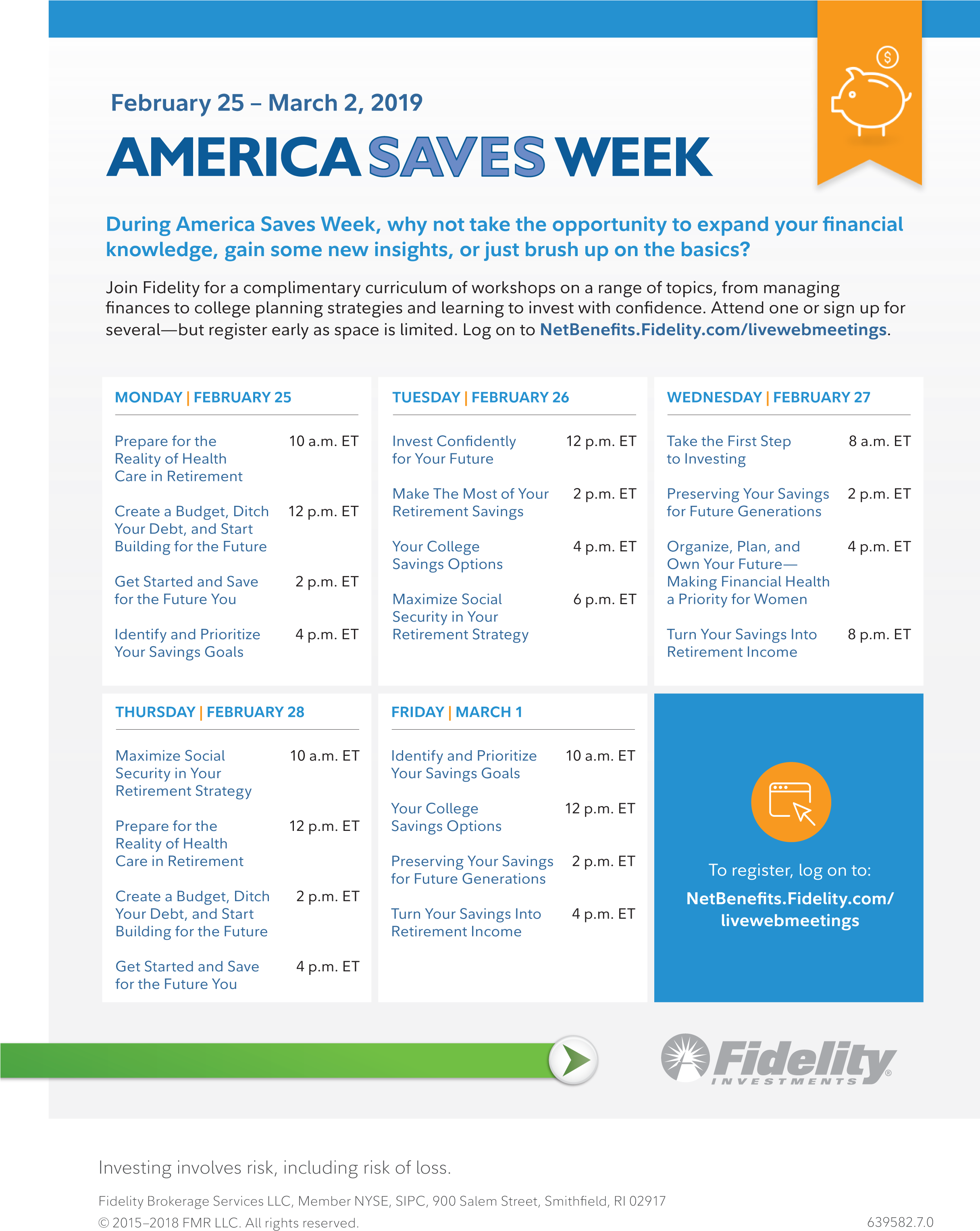 America Saves Week Fidelity Workshops Schedule2019