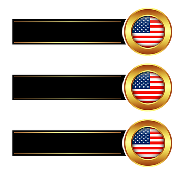 American Flag Buttons Banner Design PNG with transparent background