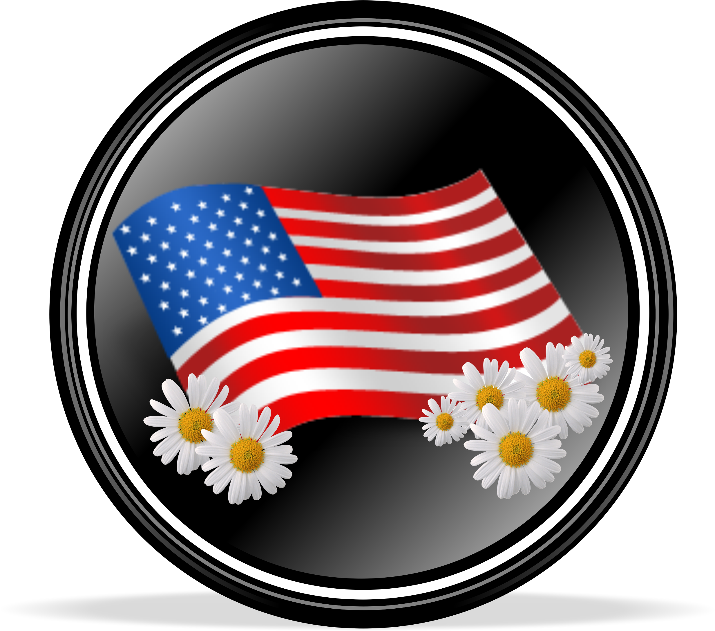 American Flag Daisies Button Design