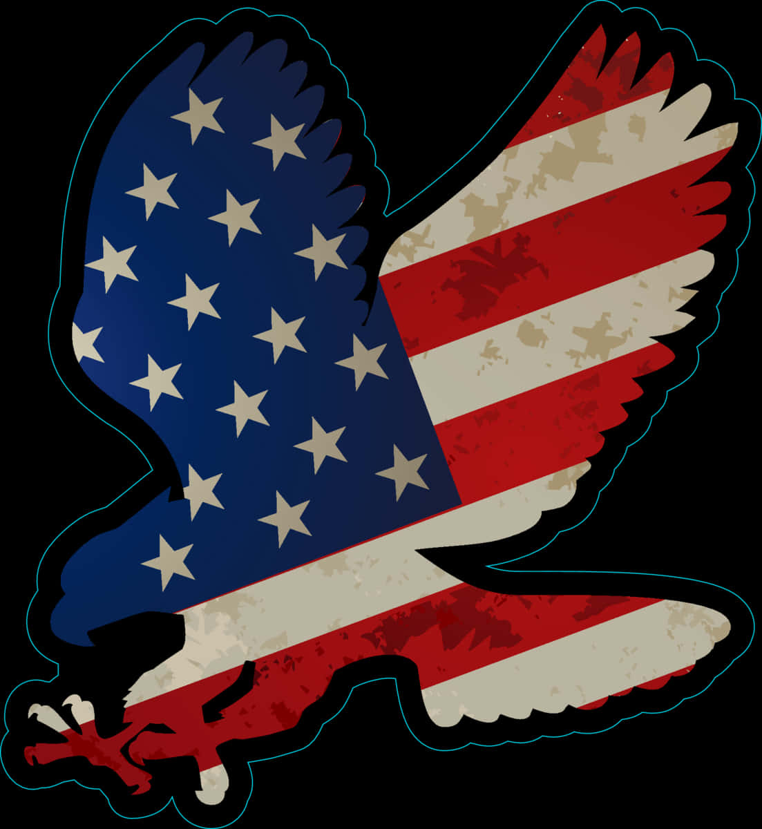 American Flag Eagle Silhouette PNG with transparent background