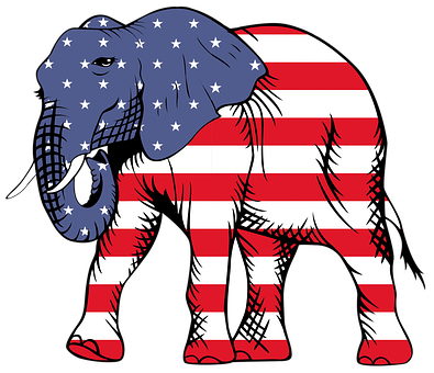 American Flag Elephant Illustration PNG with transparent background