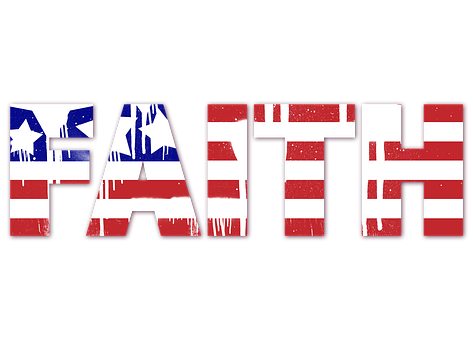 American Flag Faith Text PNG with transparent background