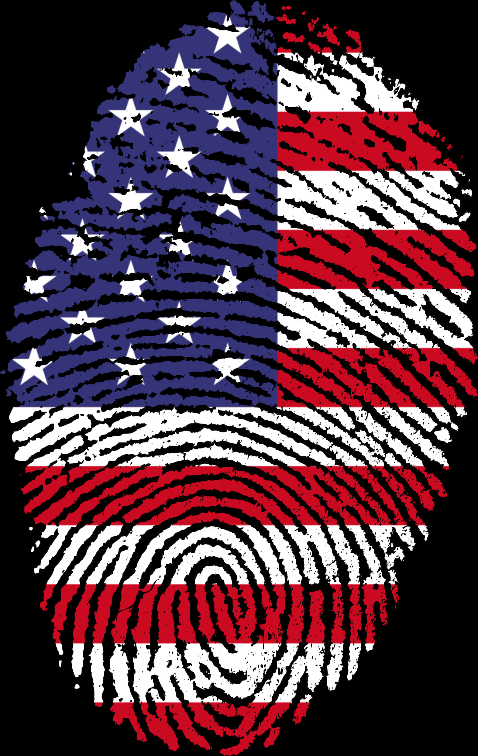 American Flag Fingerprint Art PNG with transparent background