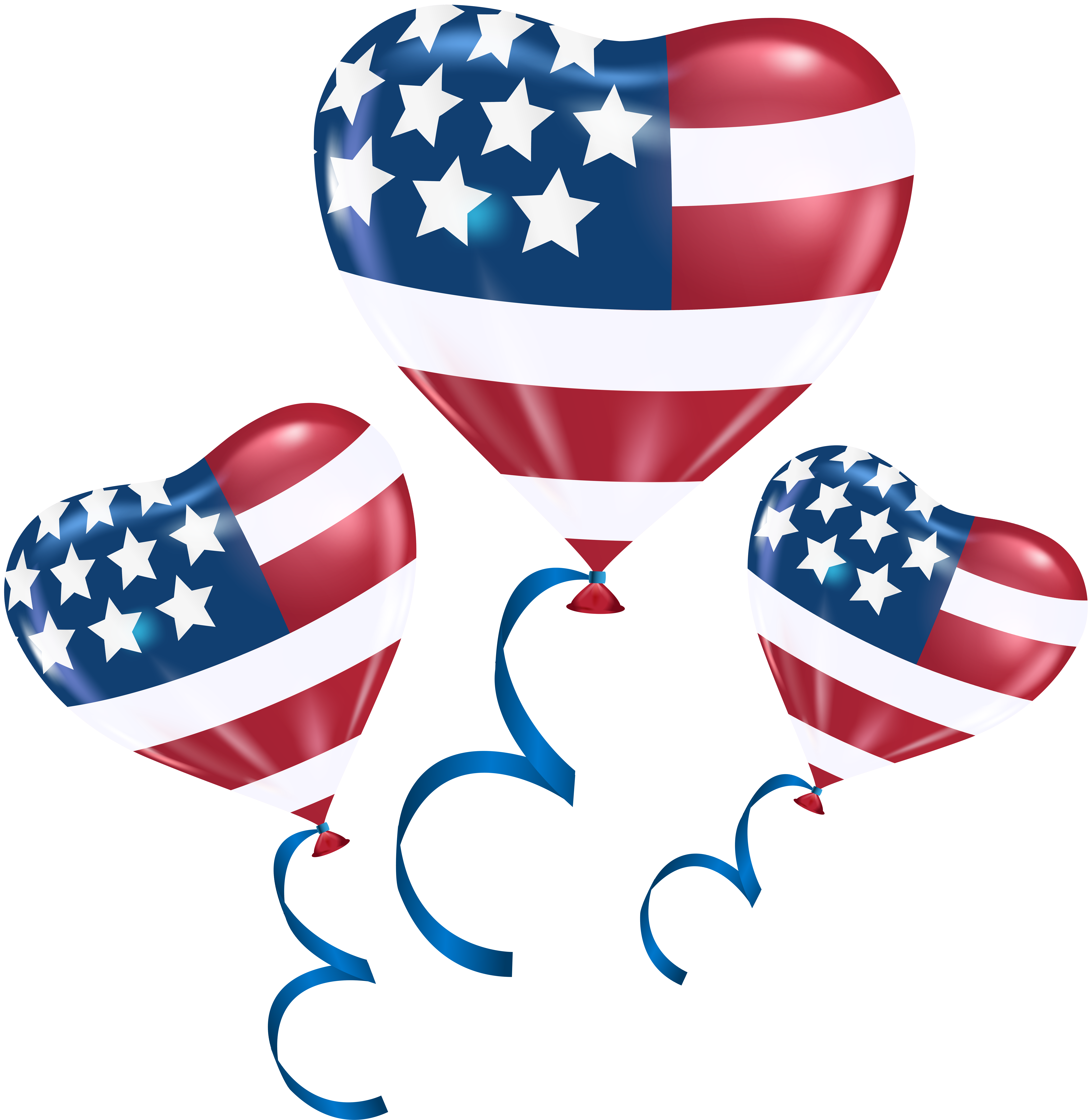 American Flag Heart Balloons4th July Celebration PNG with transparent background