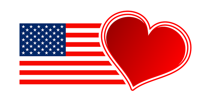 American Flag Heart Love PNG with transparent background