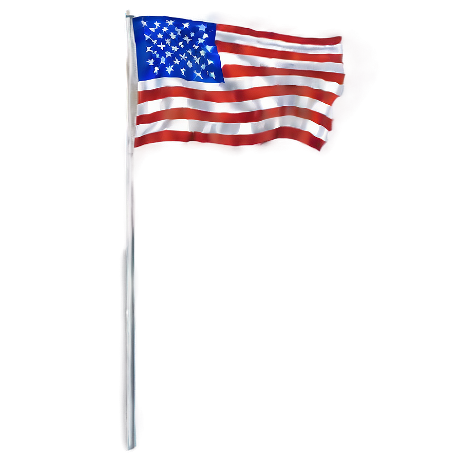 American Flag On Pole With Red, White, And Blue Png 06132024