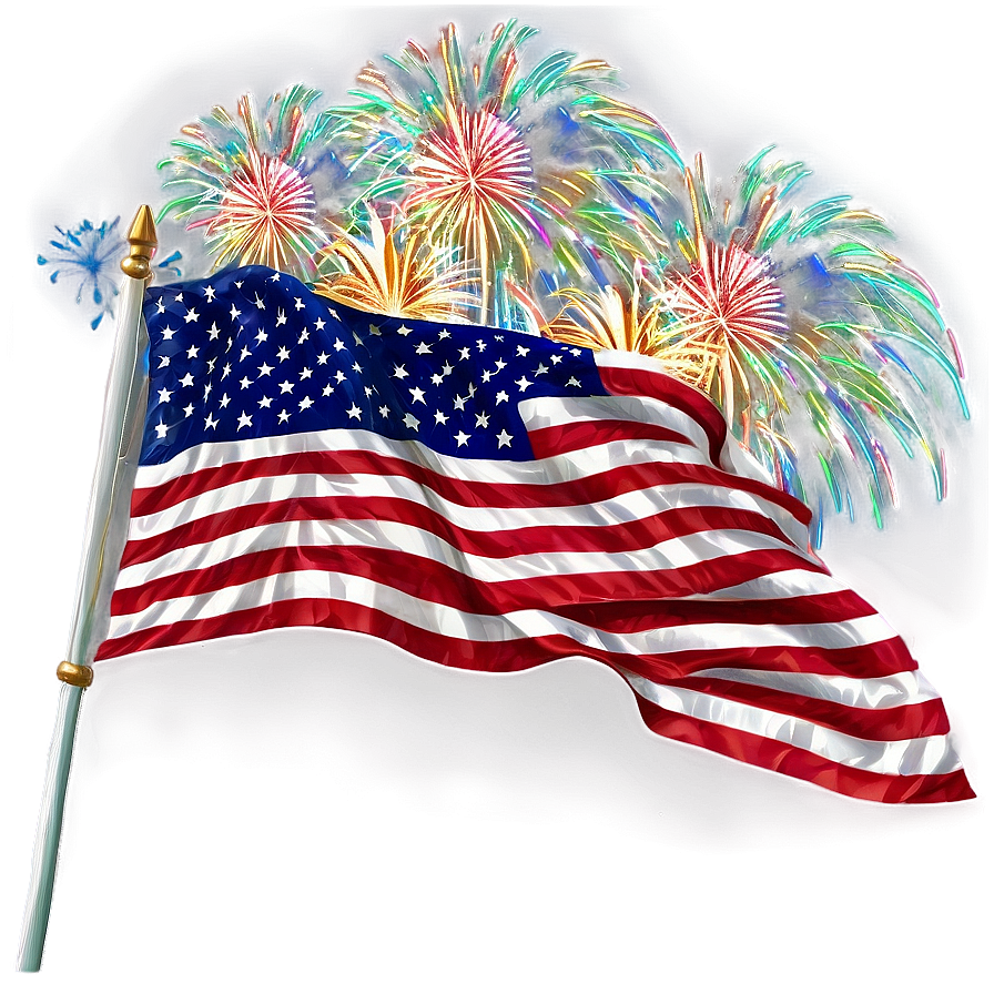 American Flag with Fireworks Background PNG 80 PNG with transparent background