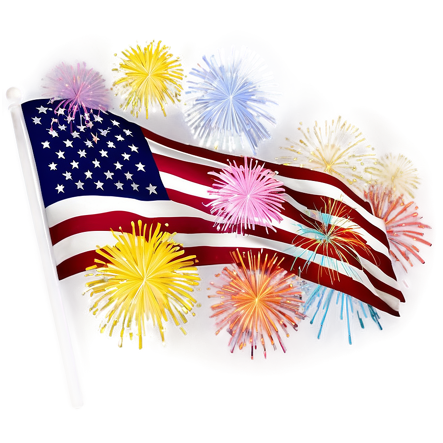 American Flag With Fireworks Background Png Xmo54