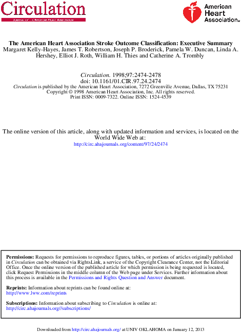 American Heart Association Stroke Outcome Classification