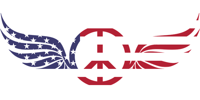 American Peace Symbol Wings PNG with transparent background