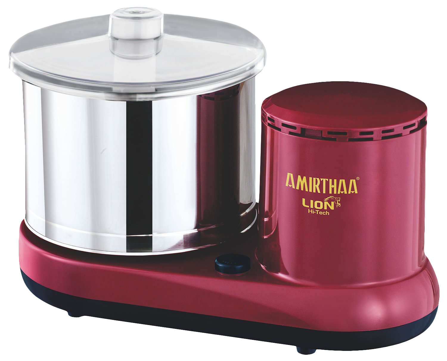 Amirthaa Lions Wet Grinder Red PNG with transparent background