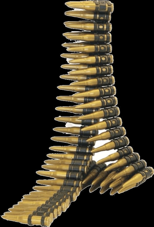 Ammunition Belt Curving Upward PNG with transparent background