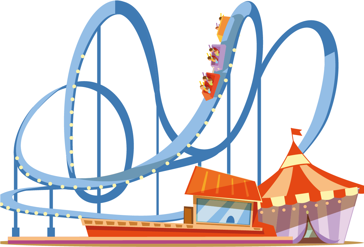 Amusement Park Roller Coaster Illustration PNG with transparent background