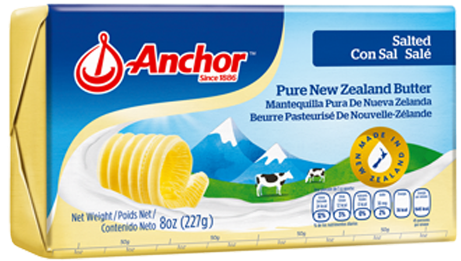Anchor New Zealand Salted Butter Package PNG with transparent background