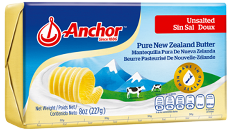 Anchor Unsalted New Zealand Butter Package PNG with transparent background