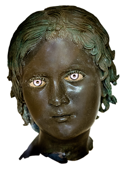 Ancient Bronze Bust Girl