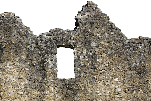 Ancient Castle Wallwith Window PNG with transparent background